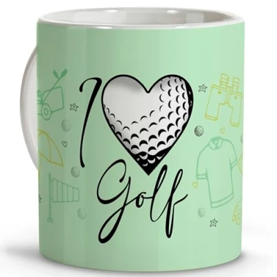 Afbeelding van LolaPix golf accessoires, geschenken voor golfers, sporters, originele kopjes om cadeau te geven, koffiekopjes, keramische mok, 330 ml,