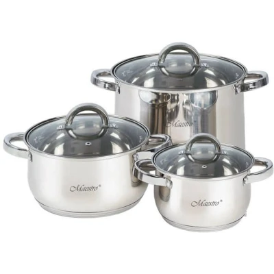 Afbeelding van Maestro MR 2120 6L Een set potten van 6 elementen, Pan + steelpan, Zilver