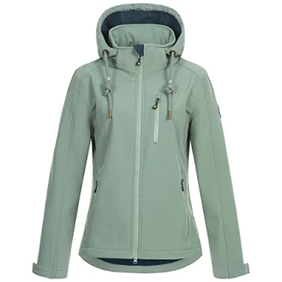 Afbeelding van Ankerglut Ankerglutfreude Softshelljas voor dames, afneembare capuchon, gevoerd, overgangsjas, windbreaker, Slate Gray, 50