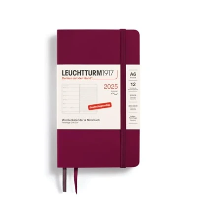 Afbeelding van LEUCHTTURM1917 370529 weekkalender &amp; notitieboek pocket (A6) 2025, softcover, Port Red, Duits