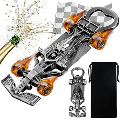 Afbeelding van LKKCHER Flesopener in de auto, raceauto geschenken voor mannen, unieke bierflesopeners, vadergeschenken verjaardag kerstcadeaus hem vader, echtgenoot, opa, vriend, racefans