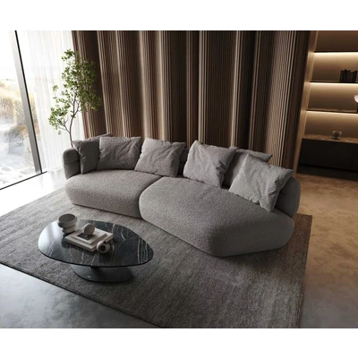 Afbeelding van DELIFE Sofa Roya 320x140 cm Bouclé zilvergrijs