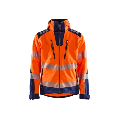 Afbeelding van Blaklader Softshell jack High Vis 4491 2513 Oranje/Marineblauw