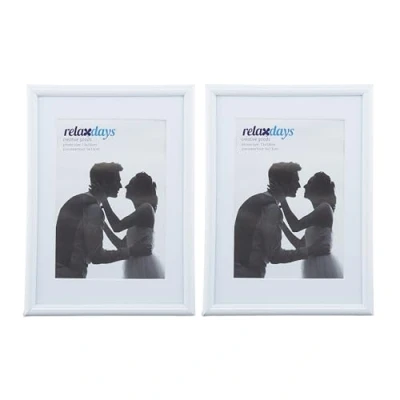 Afbeelding van Relaxdays fotolijst 13x18 cm, set van 2 stuks, passe partout 9x13 staand of hangend, kleine wissellijsten, wit