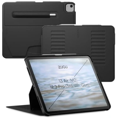 Afbeelding van ZUGU iPad Air 13 Inch Case (M2) 2024 Ultradunne beschermhoes Draadloos Apple Pencil Opladen Handige 8 hoek Magnetische Stand &amp; Auto Sleep/Wake [Zwart]