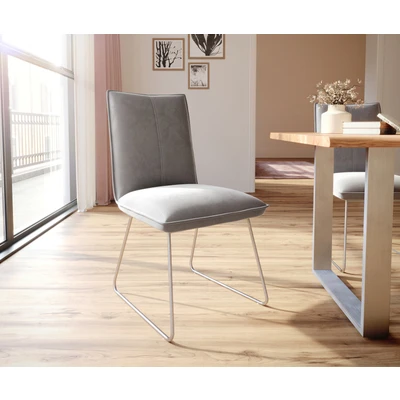 Afbeelding van Gestoffeerde stoel Lelio Flex slipframe roestvrij staal fluweel grijs