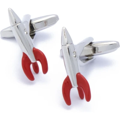 Afbeelding van Manchetknopen Raket Zilver met Rood