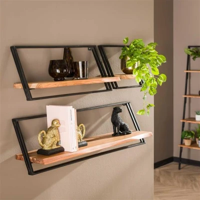 Afbeelding van Hoyz Wandschap Lean Set van 3 Acaciahout