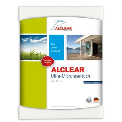 Afbeelding van ALCLEAR 950001 microvezel raamdoek streepvrij 40x45 cm ideaal als doek zonder nadrogen, glaspoetsdoeken voor het poetsen van auto, huishouden, ramen en chroom, kleur wit