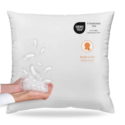 Afbeelding van sleepling 196360 Hoofdkussen verenkussen donskussen, 100% dons &amp; veren, wasbaar op 60 graden, katoen, 80 x cm, wit