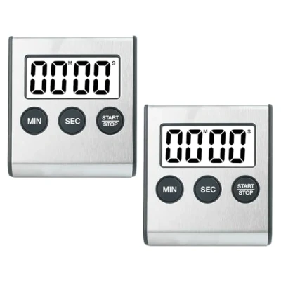 Afbeelding van 2 stuks korte tijdmeter, keukentimer, digitale timer, keukenwekker, stopwatch, wekker met magneet, eierwekker, digitaal, keukenklok voor koken, studie, sport, vergadering, medicijnen,