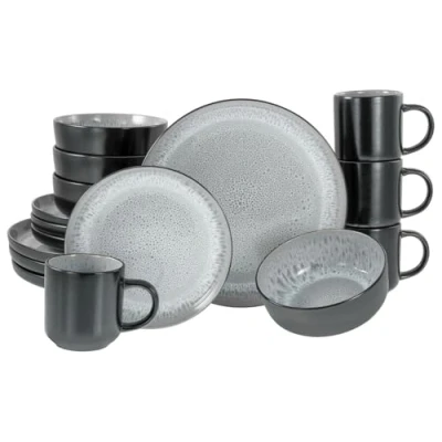 Afbeelding van CreaTable, 19928, serie Nordic Fjord Frost, 16 delige serviesset voor 4 personen, combiservies van aardewerk, vaatwasser en magnetronbestendig, kwaliteitsproductie