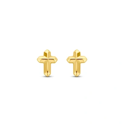 Afbeelding van 14K Geelgouden Oorknoppen Kruis 6 mm Stijlvol en Betekenisvol