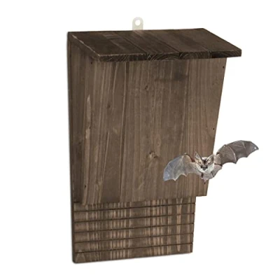 Afbeelding van Relaxdays vleermuiskast, grote nestkast voor vleermuizen, HxBxD: 37 x 22 12,5 cm, vleermuishuis, hout, ophangen, bruin