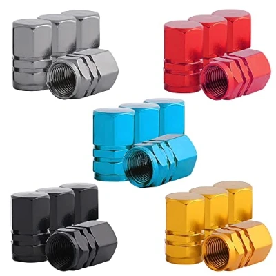 Afbeelding van QitinDasen 20 stuks premium doppen, ventieldoppen voor banden, stofafdekking, zeskantventiel, van aluminiumlegering, universele stofkap Schrader ventiel met afdichting (5 kleuren)