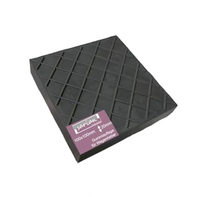 Afbeelding van rubberen pads in verschillende maten voor krikken en hefbruggen het verwisselen van banden, garagekrik, blokken (100 x 100 20 mm, wafel)