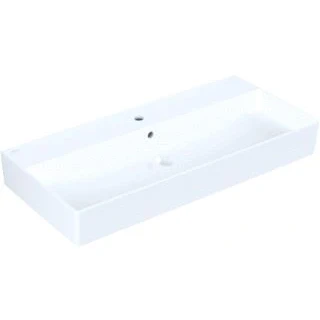 Afbeelding van Villeroy en boch memento 2 0 wastafel hoekig 3 gats kraangat middel doorgestoken overloop wand 470 x 1000mm dxb wit alpine 4a22a501
