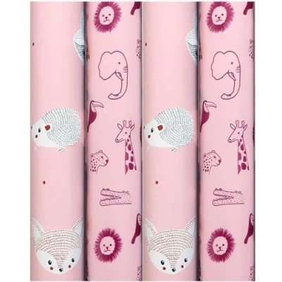 Afbeelding van Baby Geboorte Assortiment Babyshower cadeaupapier inpakpapier Meisje 200 x 70 cm 4 rollen
