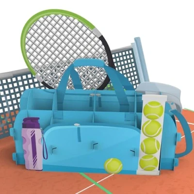 Afbeelding van MOKIO® Pop Up Kaart Tennis 3D wenskaart voor een verjaardag, Verjaardagskaart tennisfans