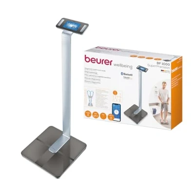Afbeelding van Beurer BF 1000 Super Precision Personenweegschaal Uitgebreide lichaamsanalyse Kolomweegschaal Verlicht XXL display Tot 200 kg Kruismeting 8 Elektroden Bluetooth® HealthManager Pro app Incl. batterijen 5 Jaar garantie