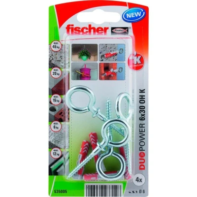 Afbeelding van Fischer plug Duopower met ooghaak 6x30mm (Per 4 stuks)