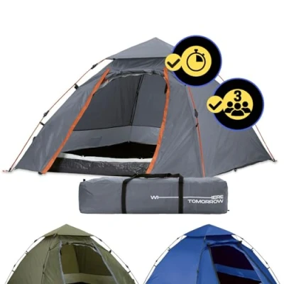 Afbeelding van Lumaland Koepeltent Quick Up System Outdoor Grijs 3 Persoons