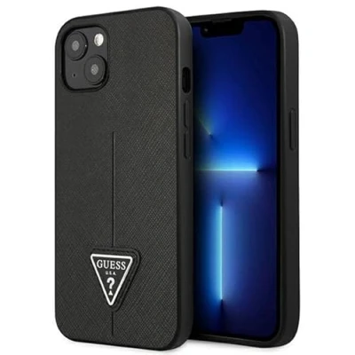 Afbeelding van Guess GUHCP13SPSATLK iPhone 13 mini 5.4 zwart/zwart hardcase SaffianoTriangle Logo