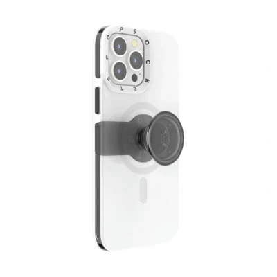 Afbeelding van PopSockets: PopCase voor MagSafe Hoesje iPhone 13 Pro Max met een Verplaatsbare PopGrip Slide Standaard en Grip Verwisselbare Top White
