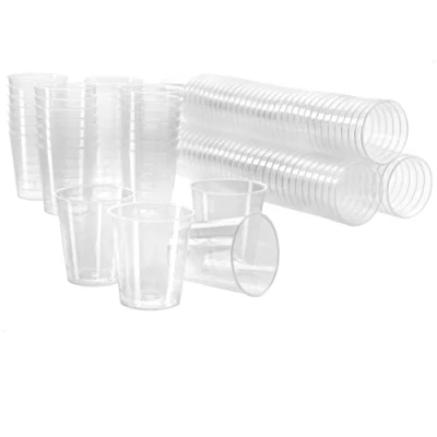 Afbeelding van COM FOUR® 120x borrelbekers herbruikbaar borrelglaasjes borrelglas voor feestjes, camping en onderweg vaatwasmachinebestendig (120 stuks transparant)