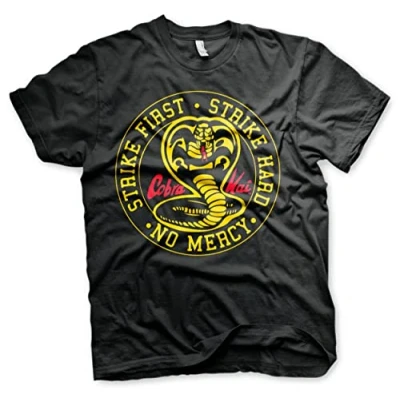 Afbeelding van Cobra Kai Officieel gelicenseerd Round Patch Mannen T shirt (Zwart), Large