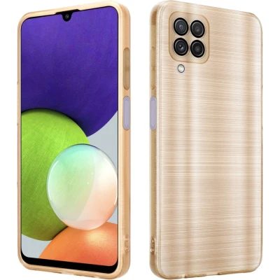 Afbeelding van Cadorabo Hoesje geschikt voor Samsung Galaxy A22 4G in Brushed Goud Beschermhoes Case Cover TPU silicone