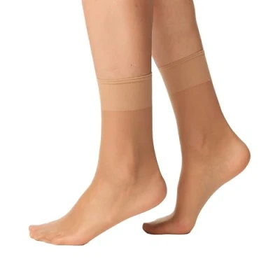 Afbeelding van Nur Die sokken zijdefijn 15 DEN transparant nylon fijne zijdeachtig glanzend brede comfortabele band dames, amber, Eén Maat
