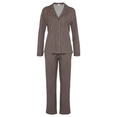 Afbeelding van s.Oliver Pyjama, Dames, Maat: 44/46, Anthrazit gestreift