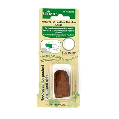 Afbeelding van clover Natuurlijke pasvorm lederen vingerhoedje: groot, Lt. Brown, van The Yard