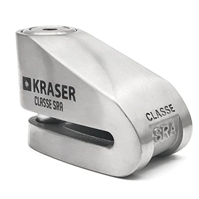 Afbeelding van KRASER KR114S Schijfhangslot SRA Gehomologeerd Anti diefstal Schijfremslot, Motorfiets scooter, 14 mmVergrendelingsas, RVS staal Schijfslot, 3 sleutels + Multifunctionele Herinneringskabel