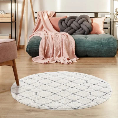 Afbeelding van Vloerkleed Focus Madrid Hoogpolig Fluffy Scandinavisch Creme rond Polypropyleen 160 cm