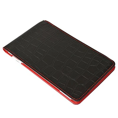 Afbeelding van On Par Premium Golf Scorecard Houder Krokodil, Zwart/Rood