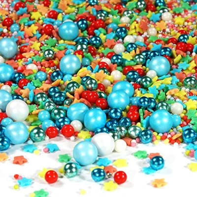 Afbeelding van STREUSEL Gelukkige strooisel kleurrijke toverij sprinkkles 90 g suikerstrooisel perfect voor het bakken als taartdecoratie en koekjesdecoratie Kerstmis, kinderverjaardag, cupcakes,
