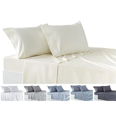 Afbeelding van Todocama Beddengoedset, 4 delig, hoeslaken, 2 kussenslopen, 50 x 80 cm, voor bedden met 180 190/200 beige