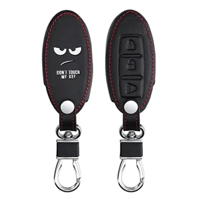 Afbeelding van kwmobile autosleutelhoes compatibel met Nissan 3 knops autosleutel Hoesje van imitatieleer in wit/zwart Don&#039;t Touch My Key