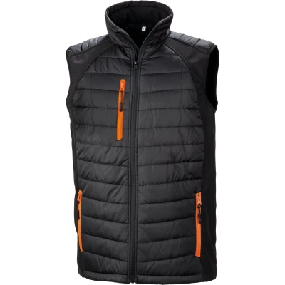 Afbeelding van Result Black compass gewatteerde softshell bodywarmer R238X / Orange
