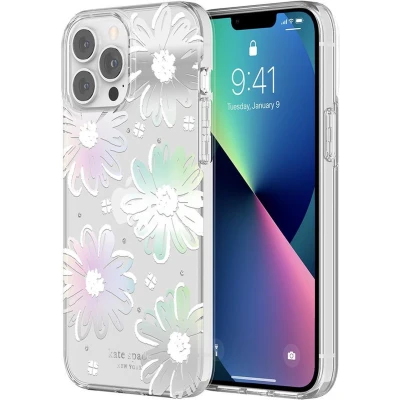 Afbeelding van Kate Spade New York Protective Hardshell Case for iPhone 13 Pro Max Daisy Iridescent Foil/White/Clear/Gems