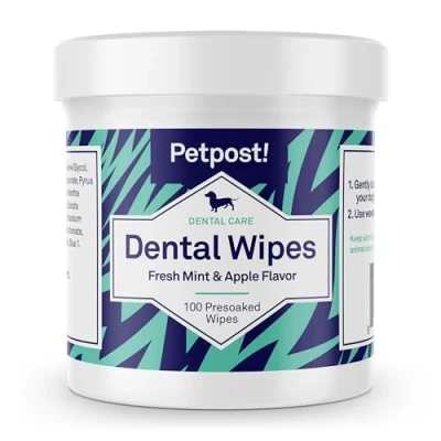Afbeelding van Petpost tandendoekjes voor honden slechte adem, tandplaque en tandbederf verdwenen 100 voorgeweekte pads in natuurlijke tandreinigingsoplossing