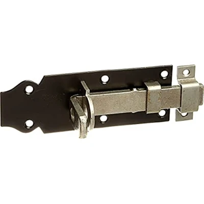 Afbeelding van Alberts 116071 Sluitgrendel recht, met platte greep en bevestigde lus elektrolytisch blauw verzinkt, plaat zwart gelakt 120 x 44 mm