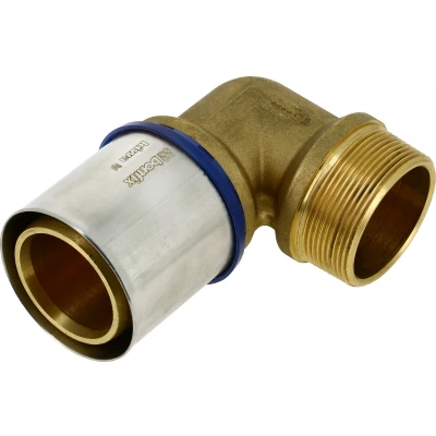 Afbeelding van Bonfix Perskoppeling 1x Alu pers Buitendraad Kniekoppeling 2 x 63mm