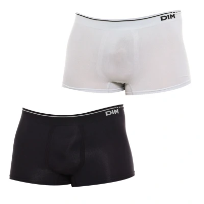 Afbeelding van DIM Boxershorts voor heren, naadloos katoen, 2 stuks, zwart/hemelsgrijs, XL