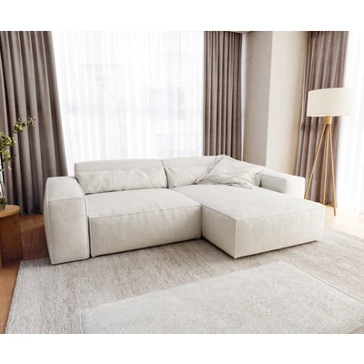 Afbeelding van Hoekbank Sirpio XL 270x170 cm bouclee Cream White recamiere variabel met kruk