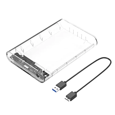 Afbeelding van ORICO 3,5 inch externe harde schijf behuizing USB 3.0 naar SATA met 12 V adapter, gereedschapsloze, UASP versnelling, ondersteunt 16 TB Max (transparant)