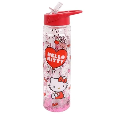 Afbeelding van Hello Kitty Plastic fles met rietje, transparante waterfles 550ml