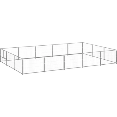 Afbeelding van vidaXL Hondenkennel 15 m² staal zilverkleurig